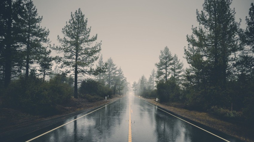 Rain Empty Road Background HD Background Free