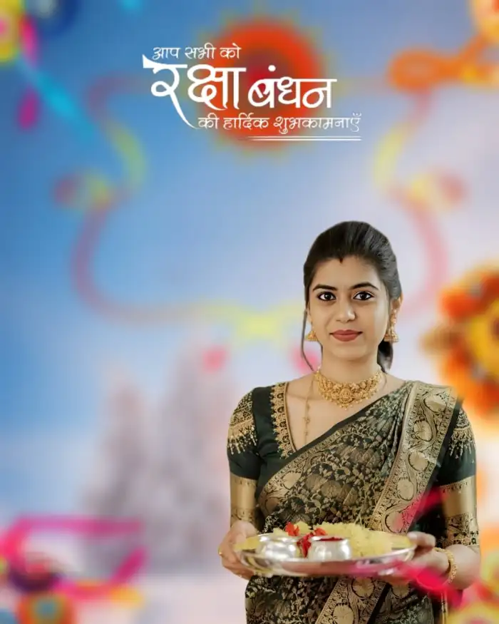 Raksha Bandhan Sister With Puja Thali Editing Rakhi Background