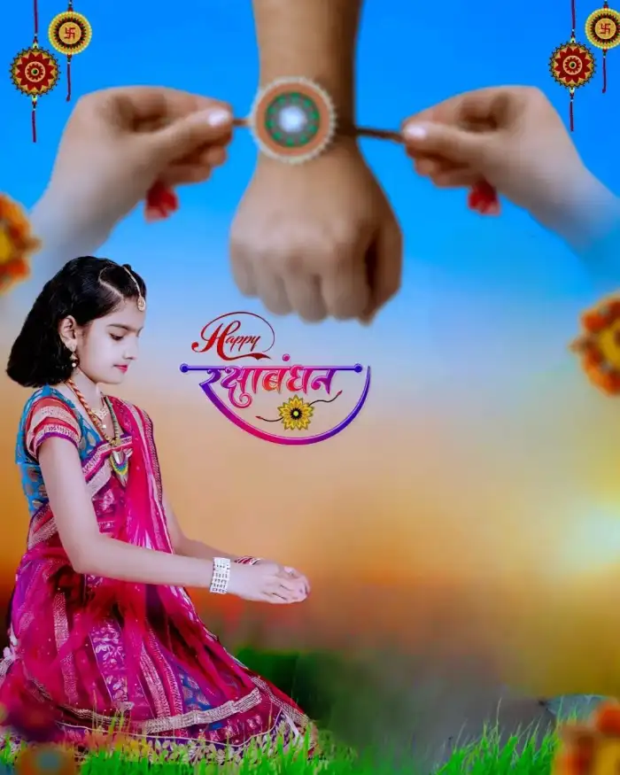 Raksha Bandhan Sister With Rakhi Photo Editing Background