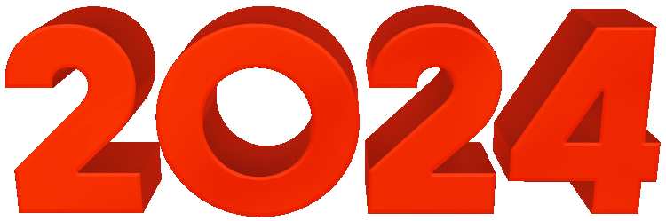 Red 3D 2024 Number Transparent Background