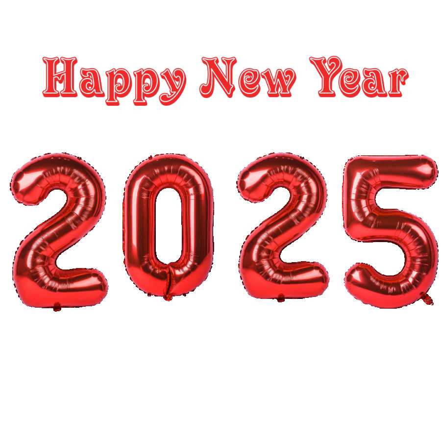 Red Balloon Happy New Year 2025 PNG