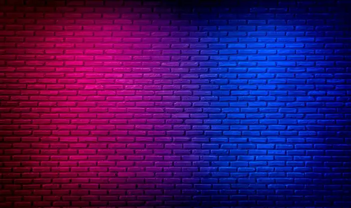 Red Blue Brick Neon Light Background