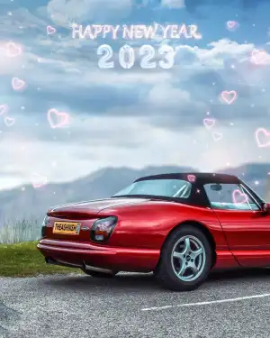 Red Car CB Happy New Year 2023 Background HD