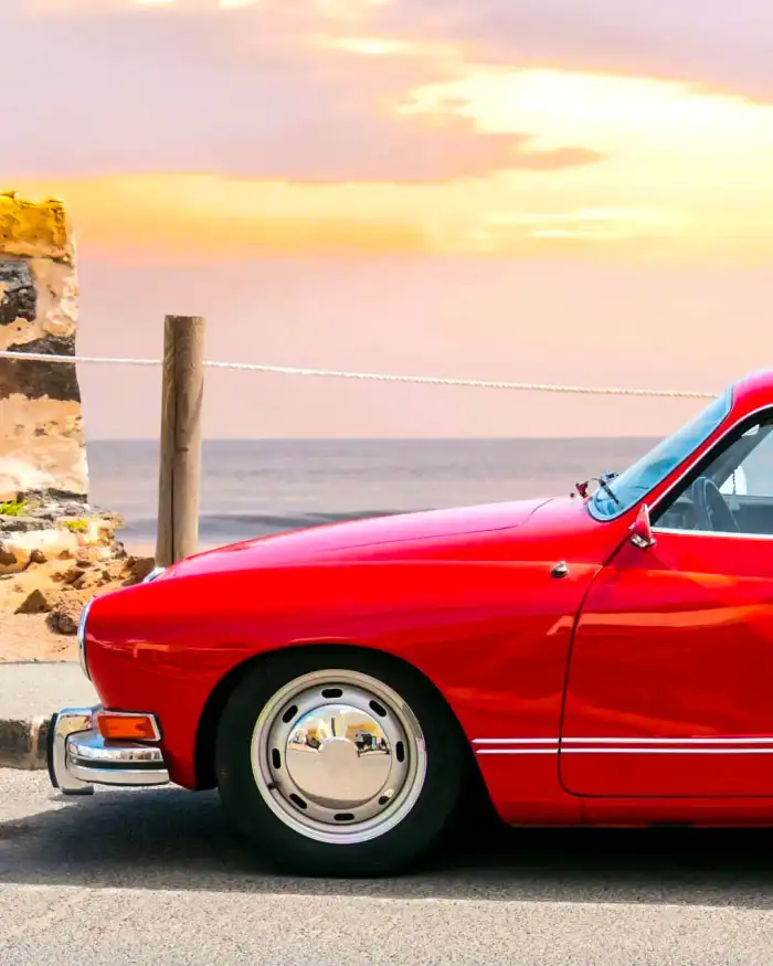 Red Car Parked On A Road  Photo Editing Background