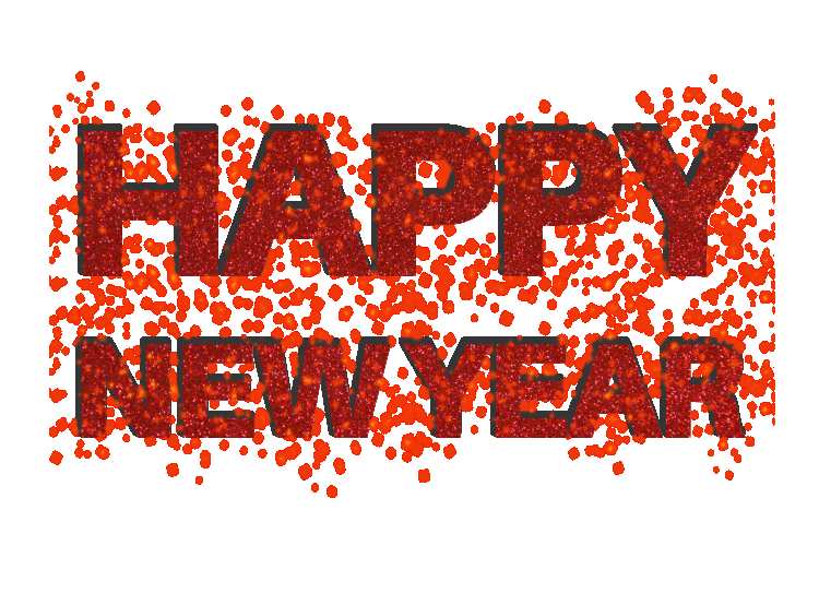 Red Glitter Happy New Year 3D Text PNG Free