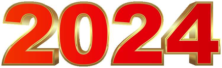 Red Gold 2024 3D Number Clipart PNG