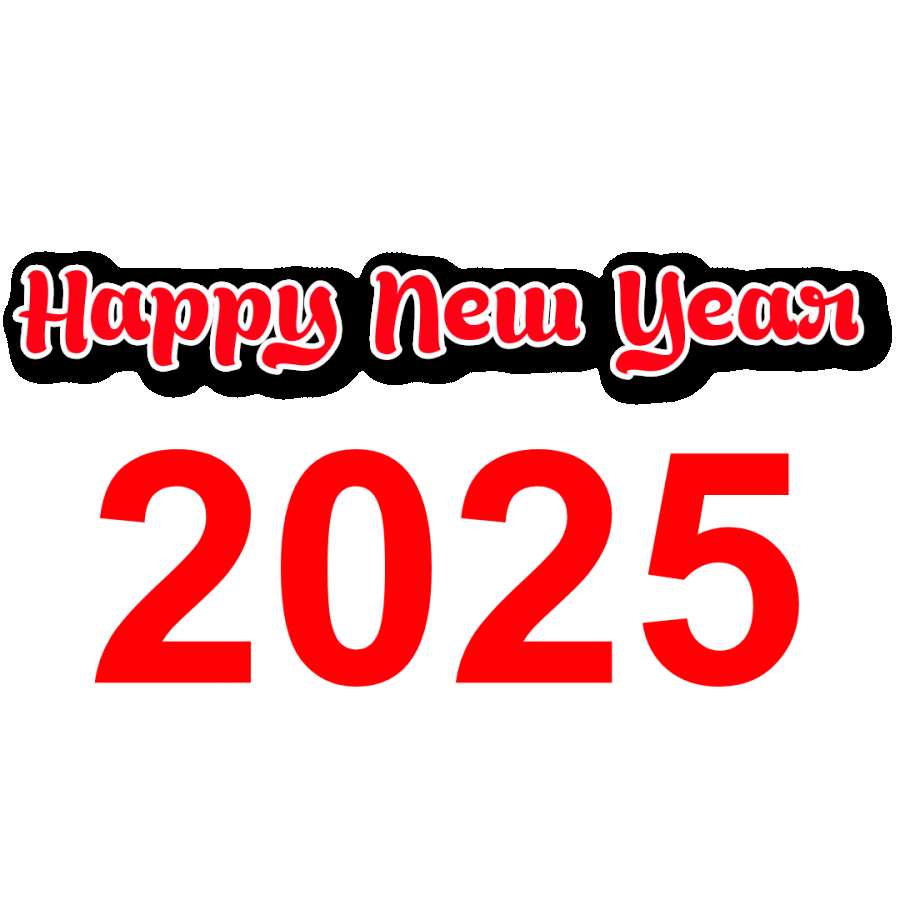 Red Happy New Year 2025 PNG HD