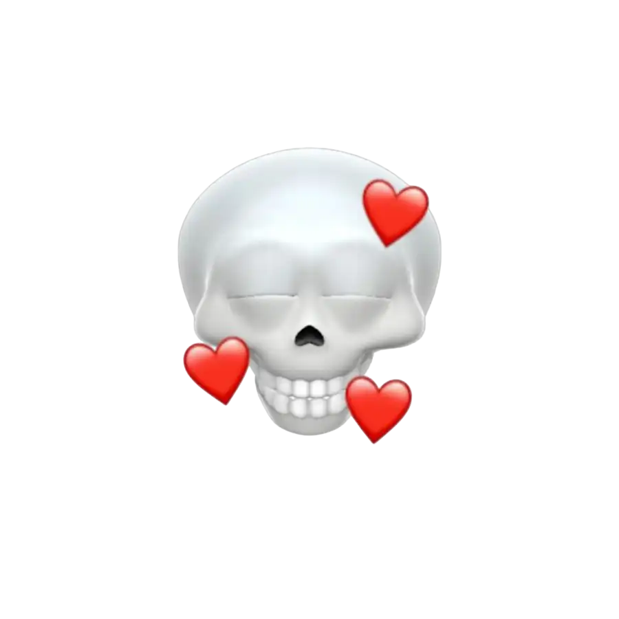Red Heart Skull Face Emoji PNG For Meme PNG