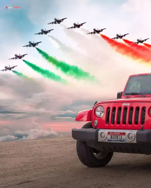 Red Jeep Indian Independence Day Editing Background HD For 15 August