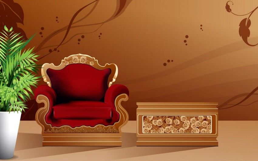 Red King Chair Background Wallpaper Full HD