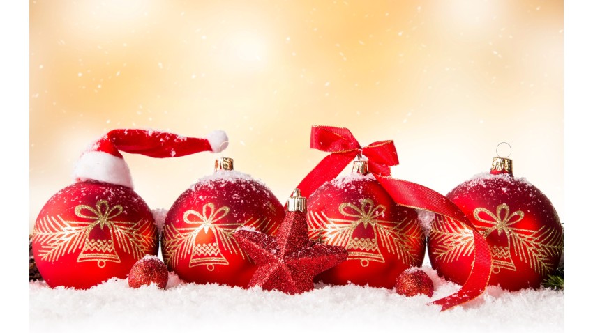 Red Merry Christmas Ornaments  HD Background Wallpaper