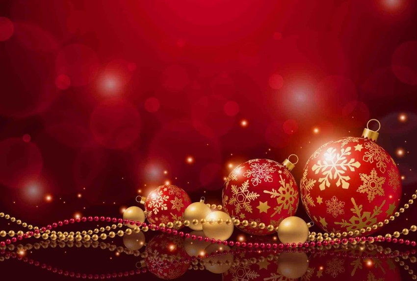 Red Merry Christmas Ornaments  HD Background Wallpaper