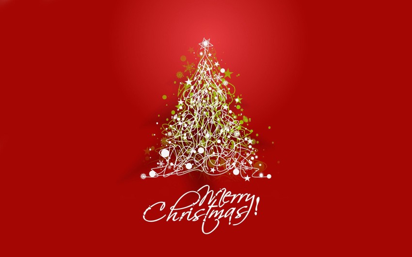 Red Merry Christmas Tree HD Background Wallpaper