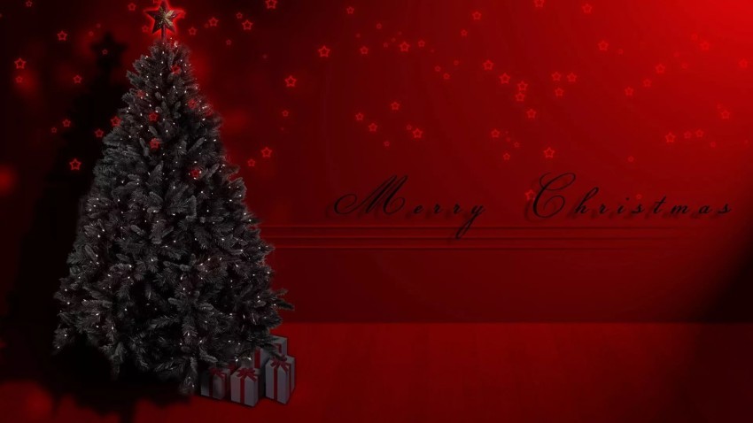 Red Merry Christmas Tree HD Background Wallpaper