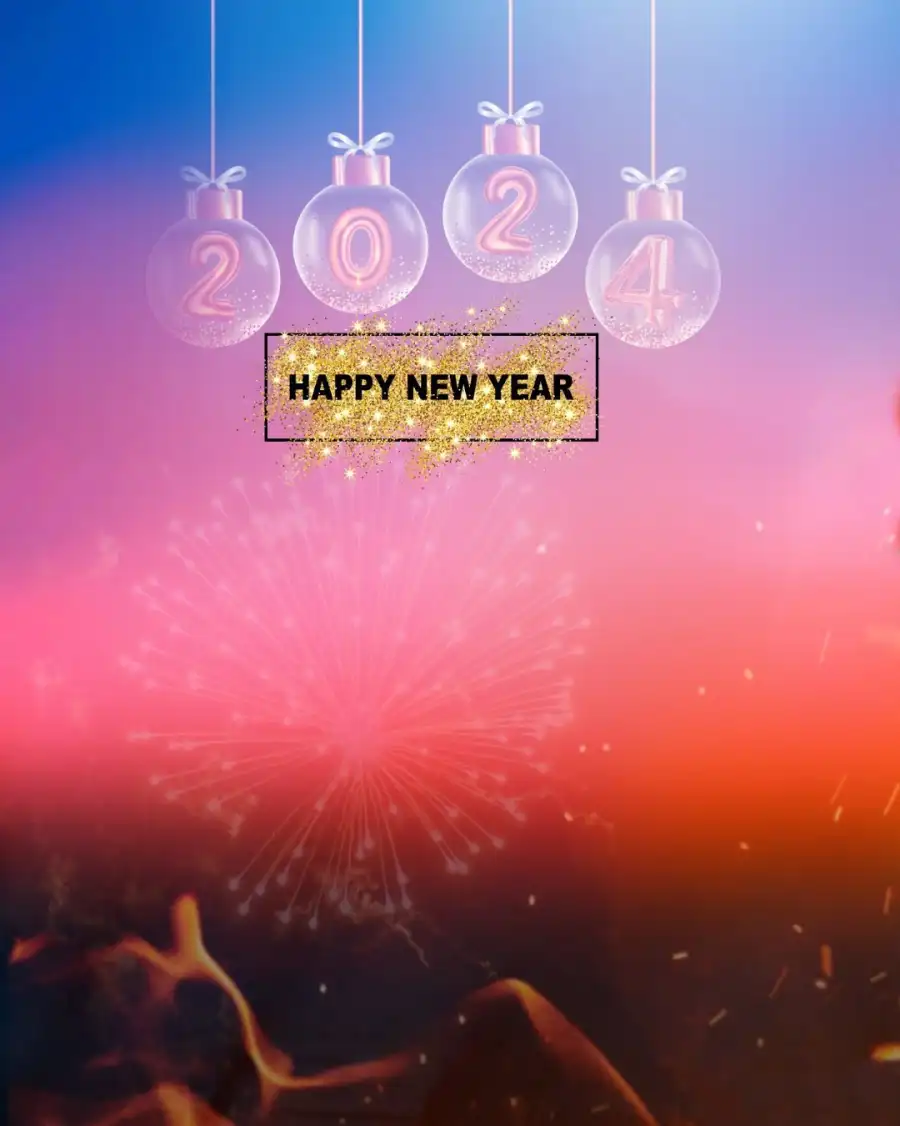 Red Pin Fireworks CB Happy New Year 2024 Background