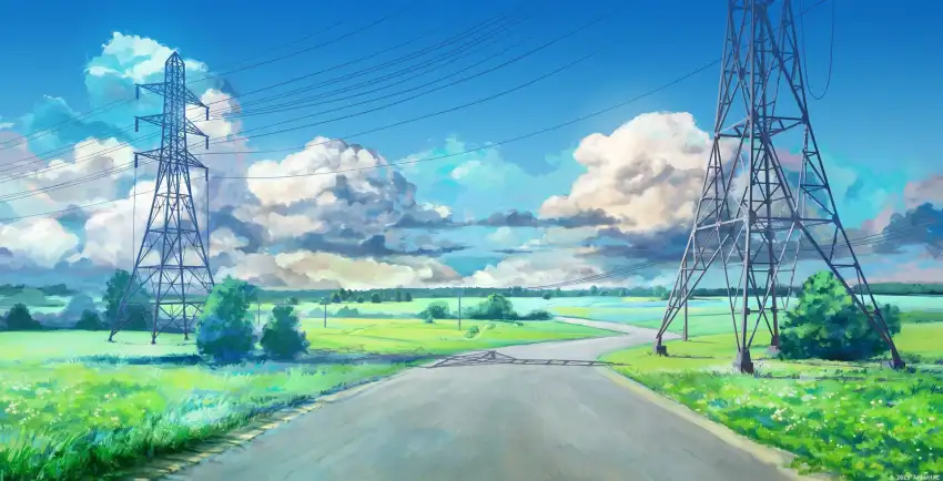 Road Anime Field Background HD Download