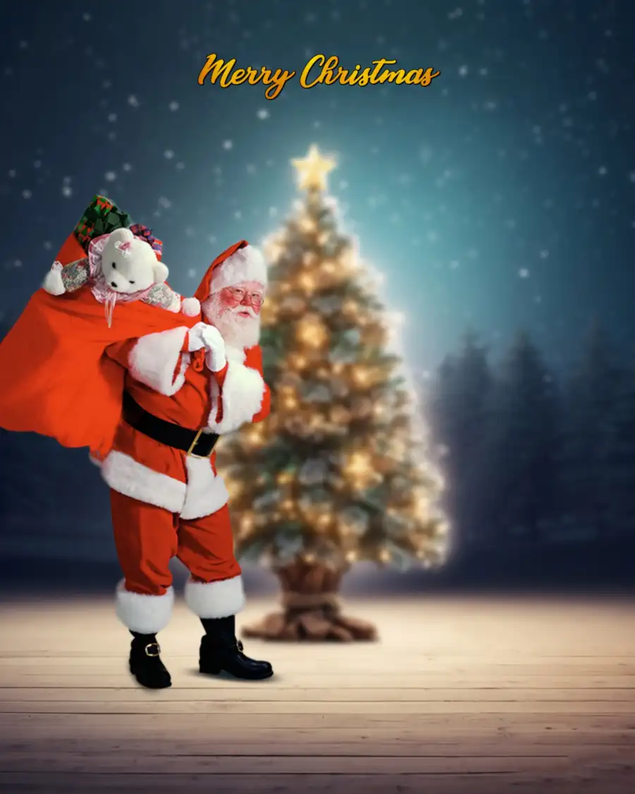 Santa Claus Wih Christmas  Tree Editing Background  HD