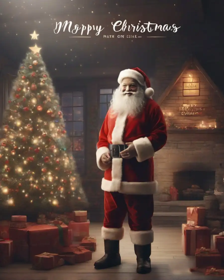 Santa Claus Wih Christmas  Tree Editing Background  HD