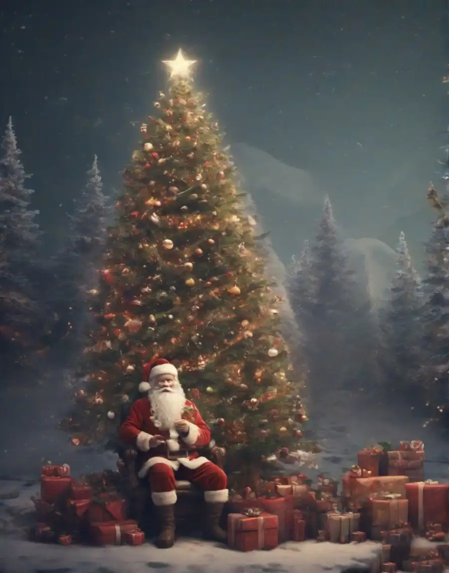 Santa Claus Wih Christmas  Tree Editing Background  HD