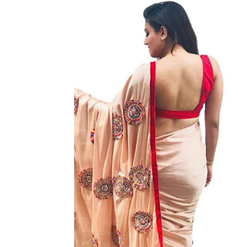 Saree Girl Back View PNG Transparent Background Download