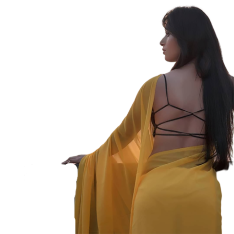 Saree Girl Back View PNG Transparent Background Download