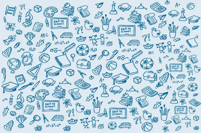 School Pattern Of Hand Drawn Objects Background HD Images