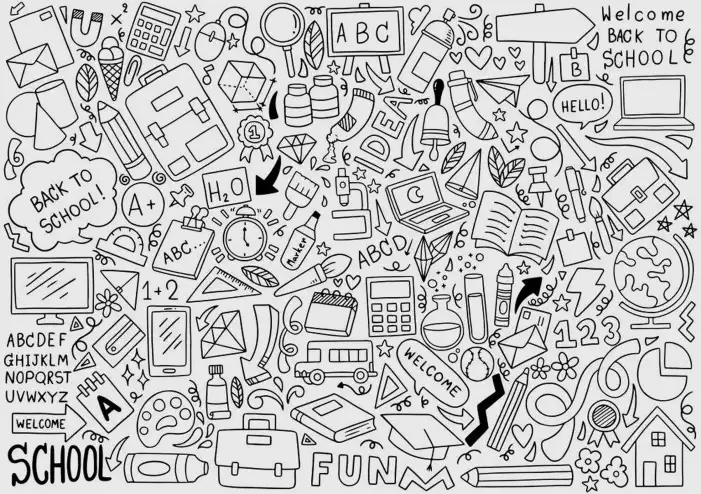 School Pattern Of Hand Drawn Objects Background HD Images