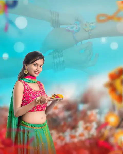 Sister With Rakhi Plate Raksha Bandhan Editing Background HD