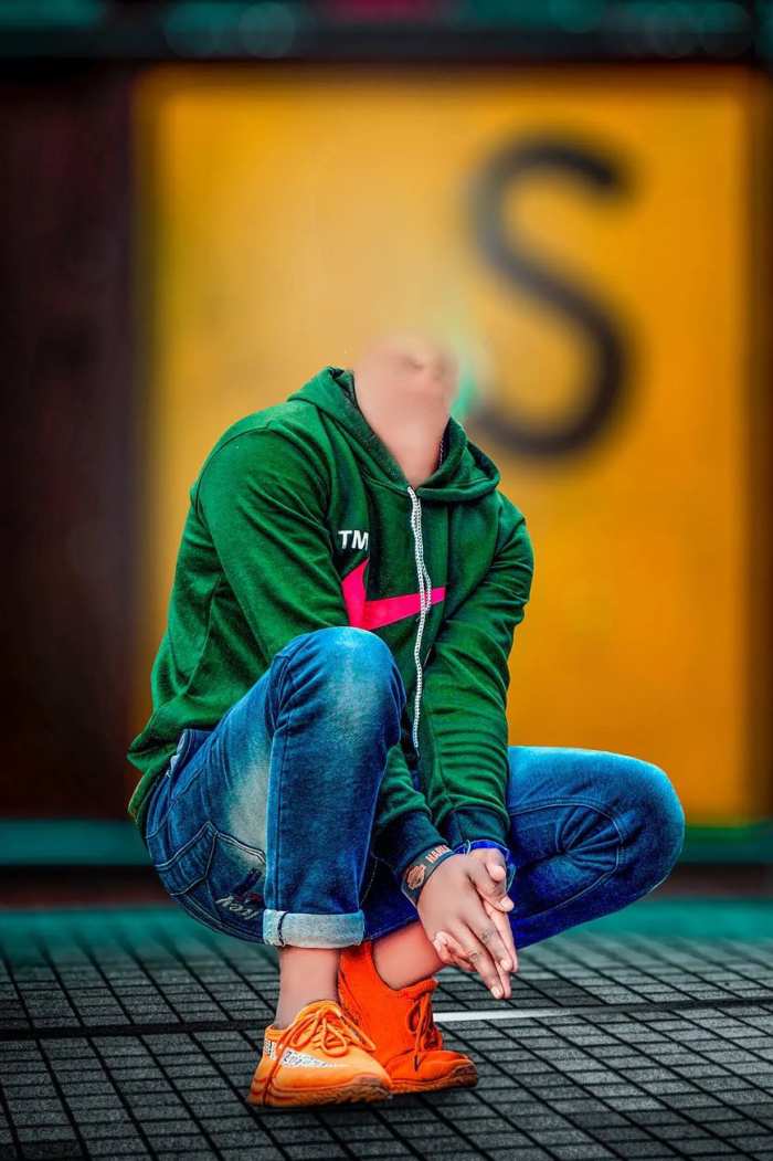 Sitting Boy Body Without Face Cut Editing Background