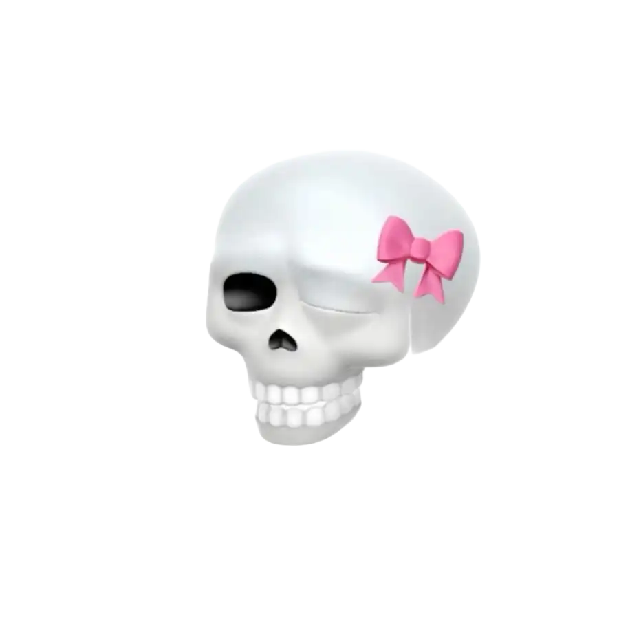 Skull Face One Eye Clow With Ribbon HD PNG