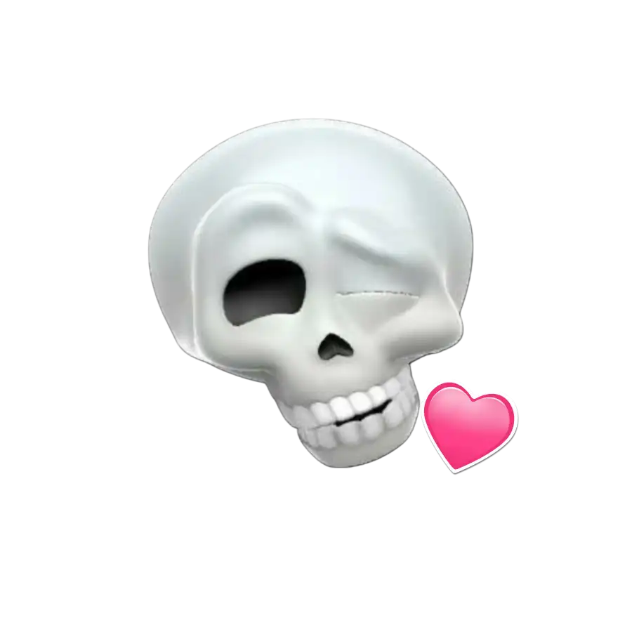 Skull Face PNG  WIth Pink Heart Emoji Images