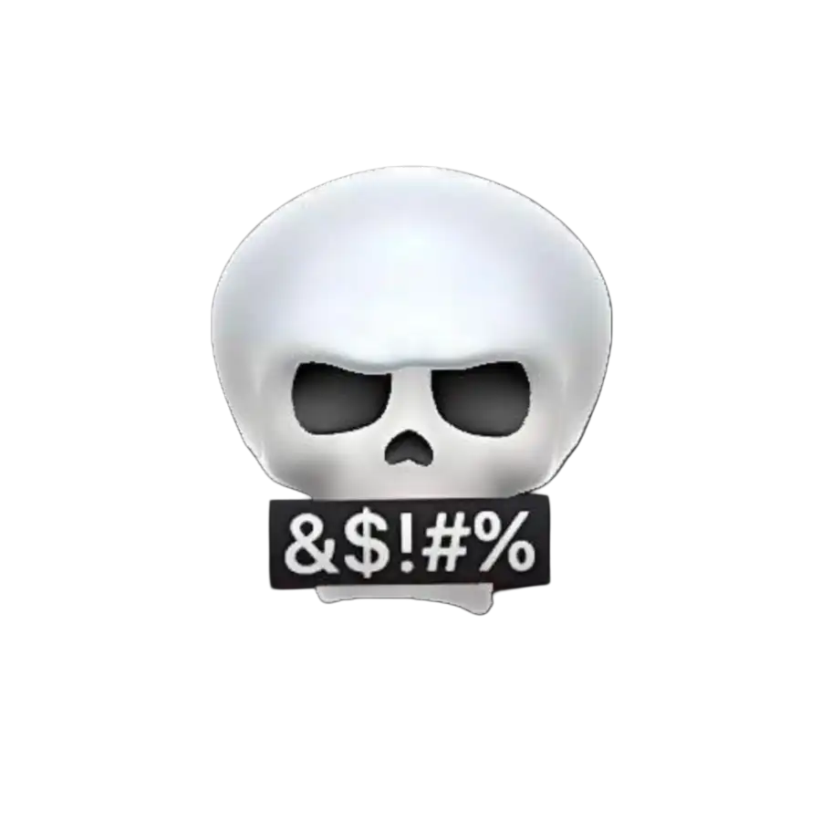 Skull Face With Some Character On Mouth HD PNG