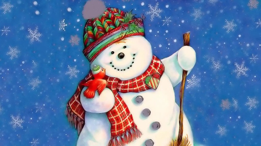 Snowman Christmas HD Background Wallpaper