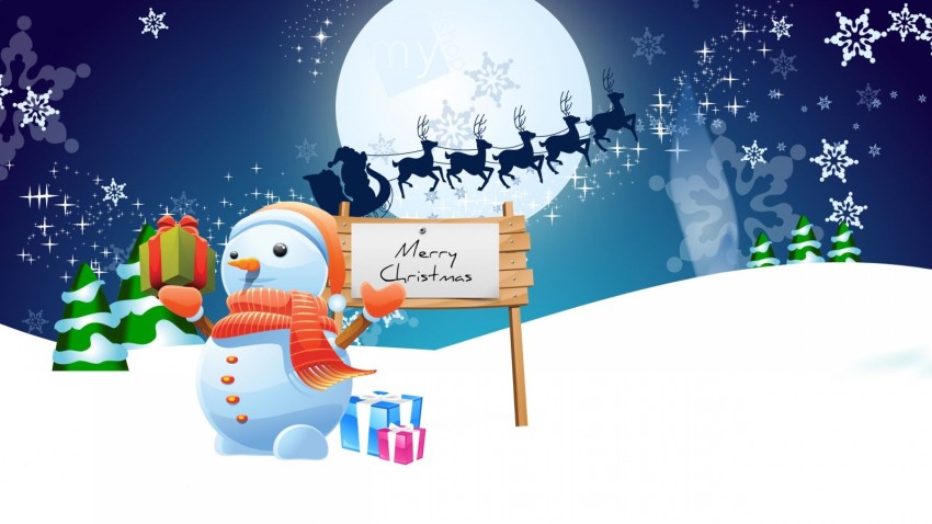 Snowman Christmas HD Background Wallpaper