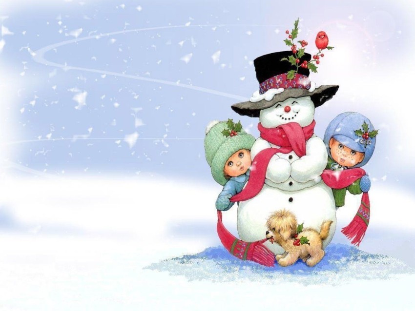 Snowman Christmas HD Background Wallpaper