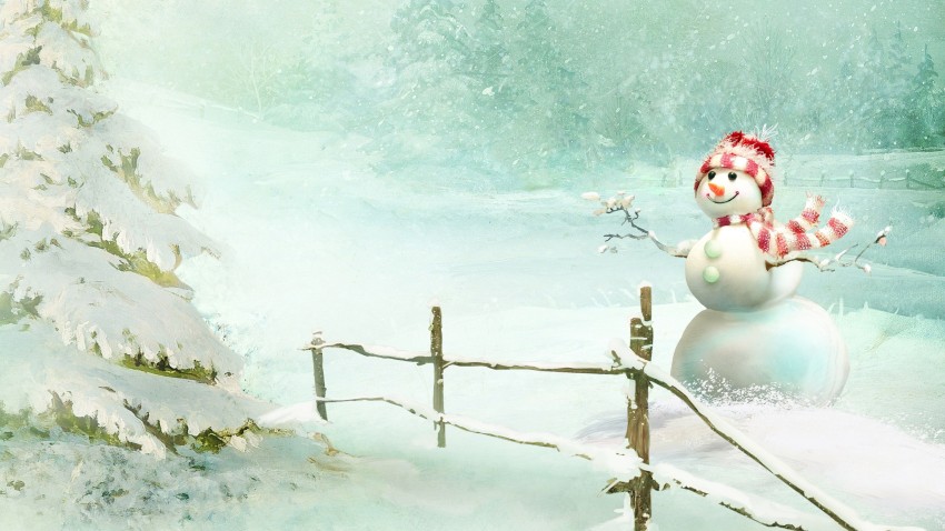 Snowman Merry Christmas HD Background Wallpaper