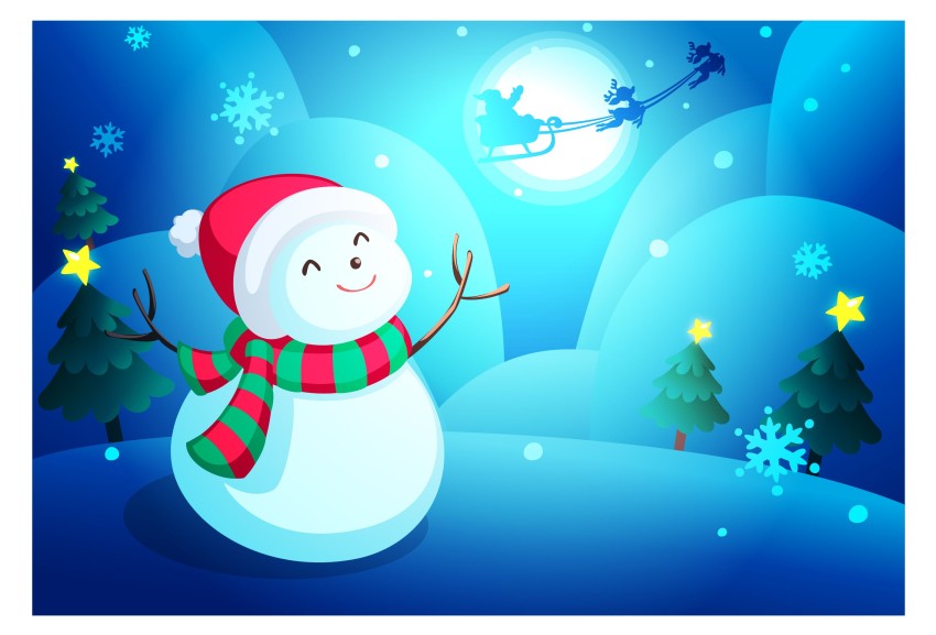 Snowman Merry Christmas HD Background Wallpaper