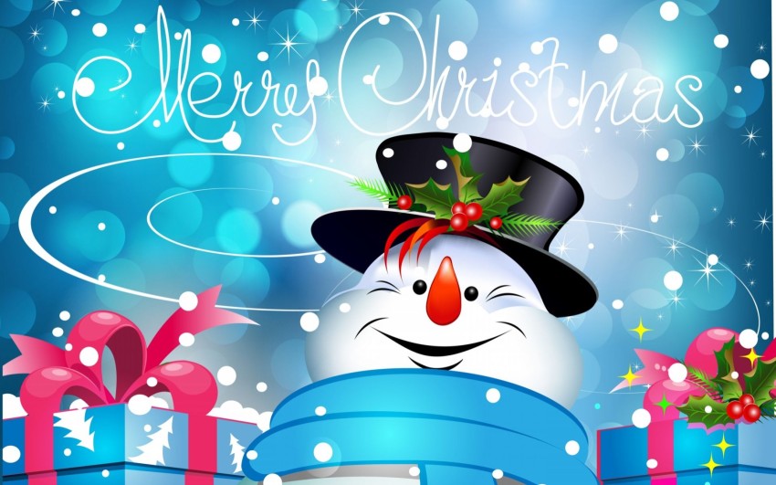 Snowman Merry Christmas HD Background Wallpaper