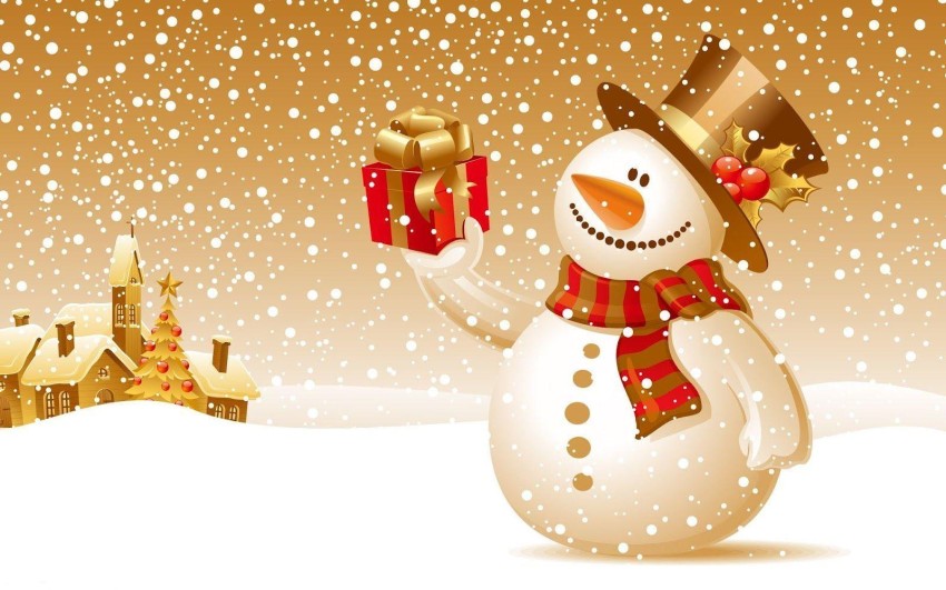 Snowman Merry Christmas HD Background Wallpaper