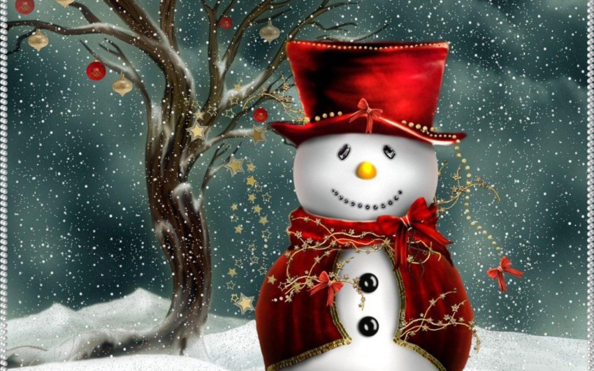 Snowman Merry Christmas HD Background Wallpaper