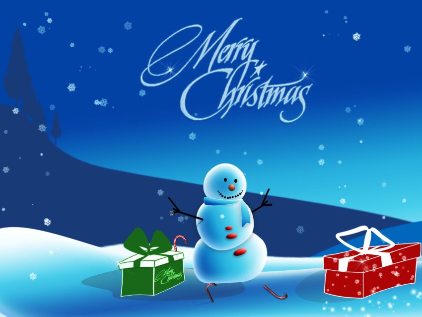 Snowman Merry Christmas HD Background Wallpaper