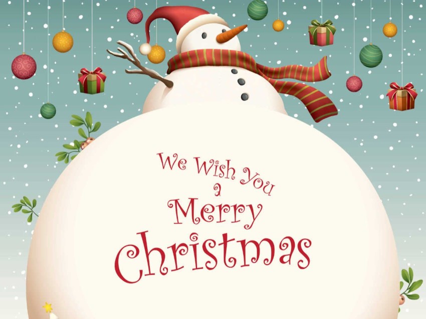 Snowman Merry Christmas HD Background Wallpaper