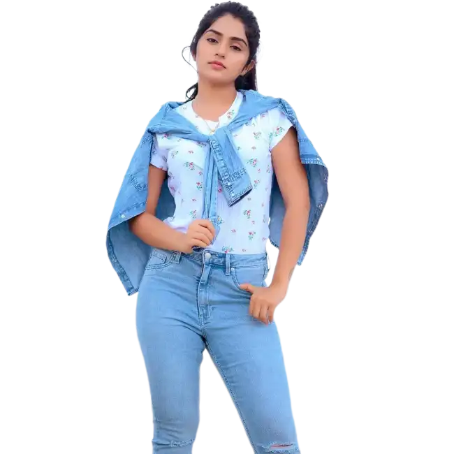 Standing Girl  In Jeans Top PNG Images Download