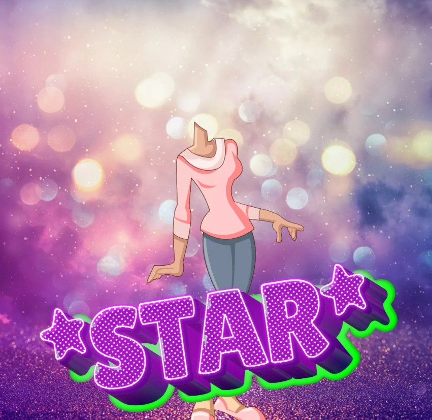 Star Girl Cartoon Body Background Without Face   Head