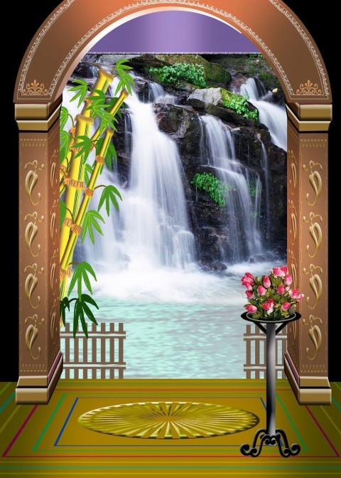 Studio Background  With Waterfall