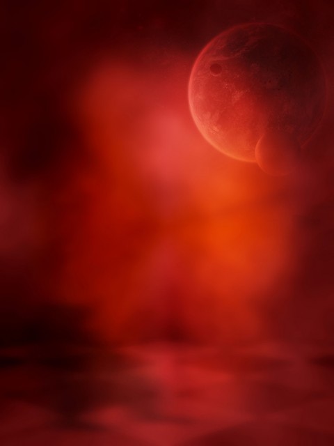 Red Studio Background with With Moon