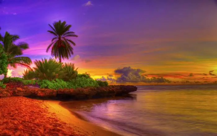 Sunset Beach Rainbow Sky Background Free Images