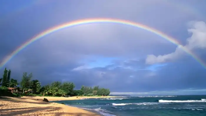 Sunset Beach Rainbow Sky Background Free Images