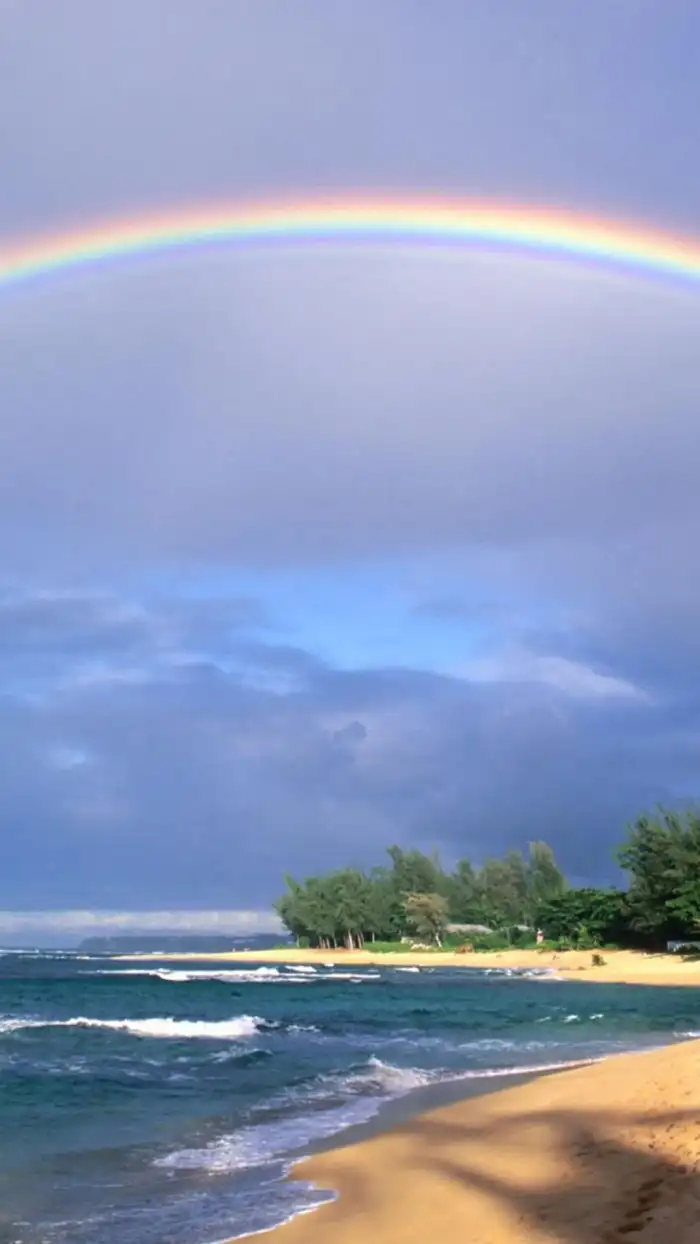 Sunset Beach Rainbow Sky Background Free Images