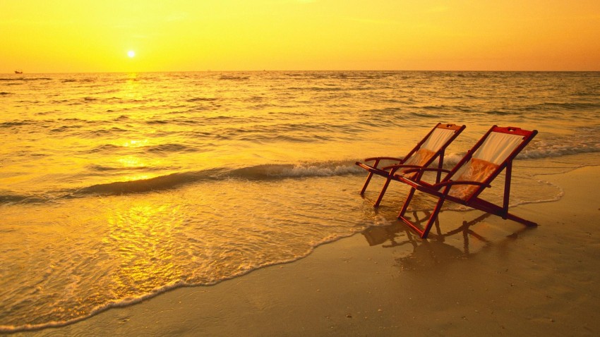 Sunset Empty Chair HD Background Wallpaper Download